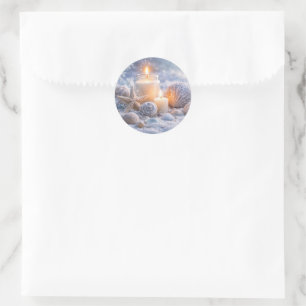 Christmas Seashells Starfish Beach Coastal Ocean Classic Round Sticker