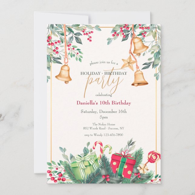 Christmas Season Birthday Party Invitation (Front)