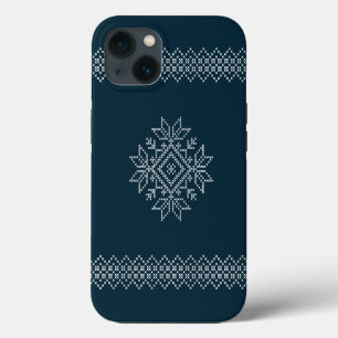 Christmas season blue snowflake art iPhone 13 case