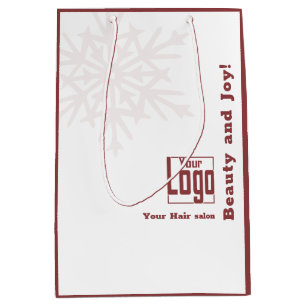 Christmas Season Burgundy White Hair Salon Paper Medium Gift Bag