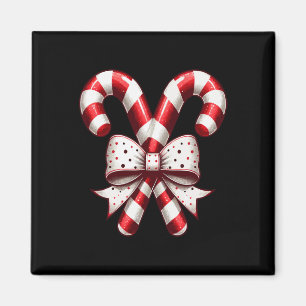 Christmas Season Cute Candy Cane Retro Coquette Bo Magnet