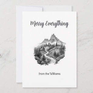 Christmas Season Holiday Mountain Hiking Trail Art Card