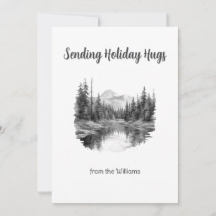 Christmas Season Holiday Mountain Water Lake Card