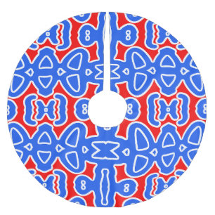 Christmas season red blue white classic pattern brushed polyester tree skirt