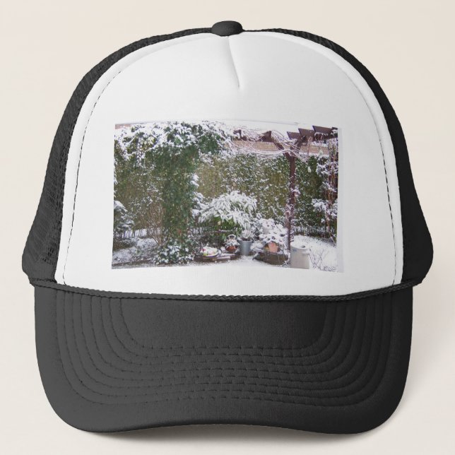 Christmas Season, Snow in the garden Trucker Hat (Front)