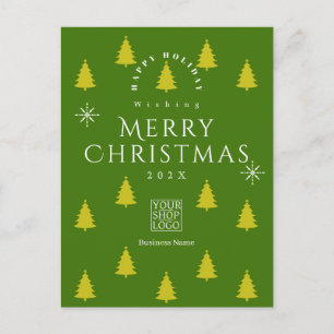Christmas Season Trees Business Logo Dark Green Postcard