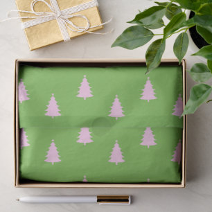 Christmas Season Trees Green Pink Tissue Paper
