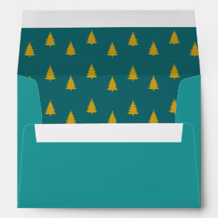 Christmas Season Trees Teal  Envelope