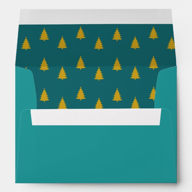 Christmas Season Trees Teal  Envelope (Back (Bottom))