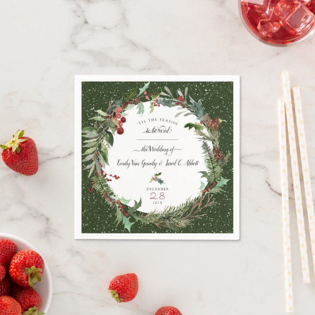 Christmas Season Wedding 2 Napkins (Insitu)