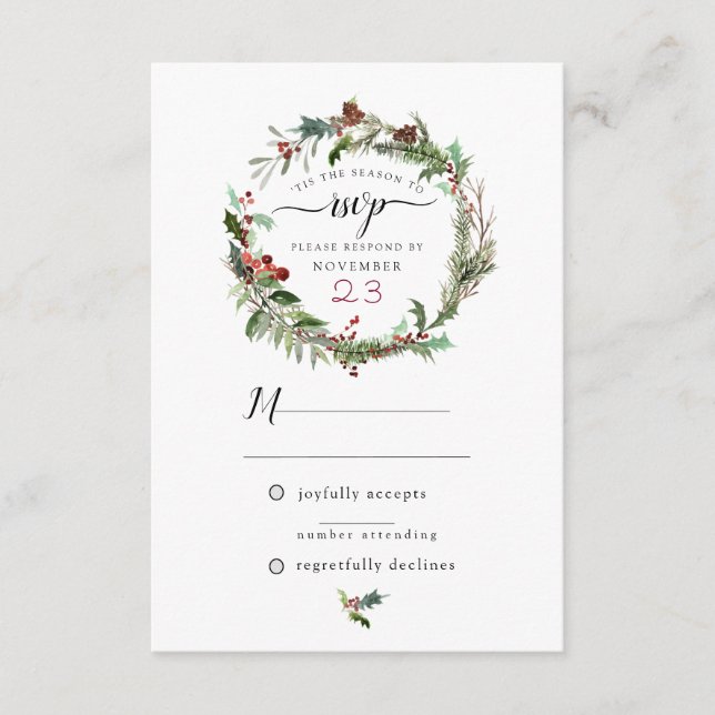 Christmas Season Wedding RSVP 2 Enclosure Card (Front)