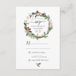 Christmas Season Wedding RSVP 2 Enclosure Card