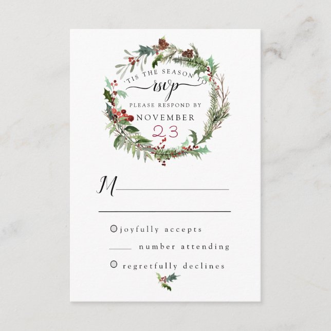 Christmas Season Wedding RSVP 2 Enclosure Card (Front)