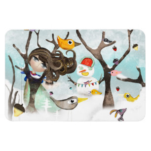 Christmas Seasonal Snowing Rupydetequila Birds Magnet