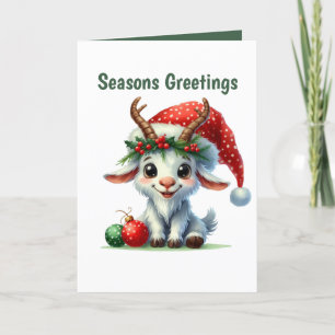 Christmas Seasons Greetings goat customisable Holiday Card