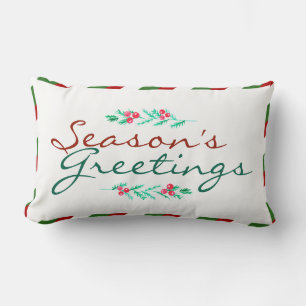 Christmas Season's Greetings Pine & Berries Lumbar Cushion