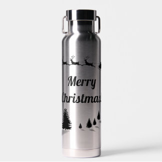 Christmas Season's Greetings Santa Sleigh Water Bottle