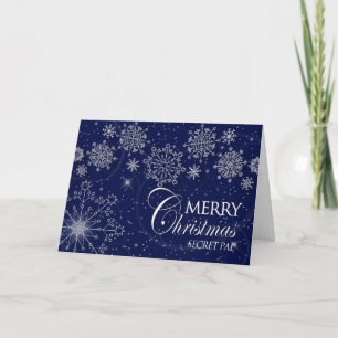 CHRISTMAS - SECRET PAL - SNOWFLAKES/NAVY HOLIDAY CARD