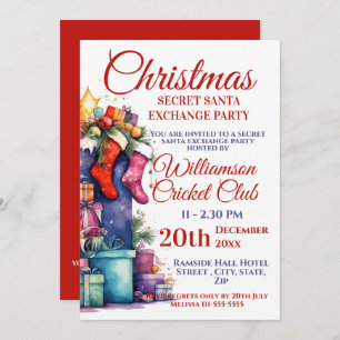 Christmas Secret Santa Exchange Party Invitation