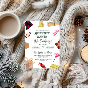 Christmas Secret Santa Gift Exchange HolidayParty  Invitation
