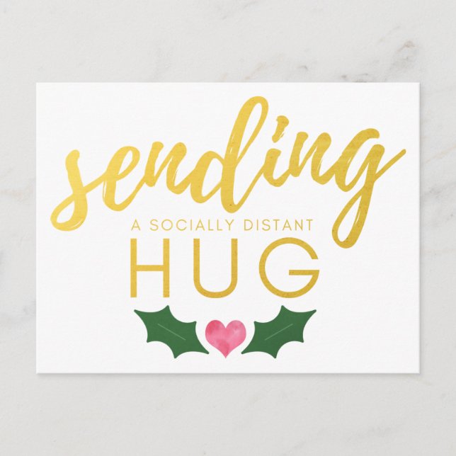 Christmas Sending a Socially Distant Hug Postcard (Front)