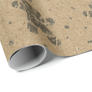 Christmas Sepia Gold Gingerbread Man Kraft Wrapping Paper