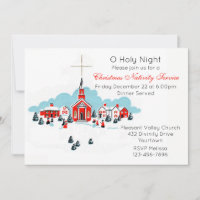 Christmas Service with A Winter Church Scene