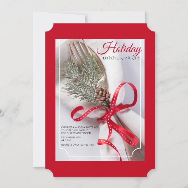 Christmas Setting Dinner Party Invitation (Front)
