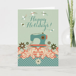 Christmas sewing machine angel needle thread holiday card