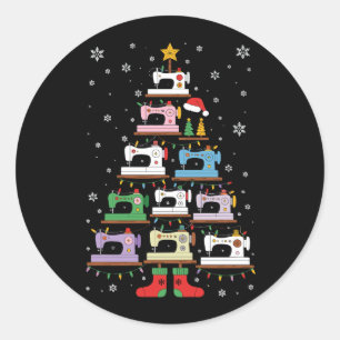 Christmas Sewing Machine Tree Lights Stockings Classic Round Sticker