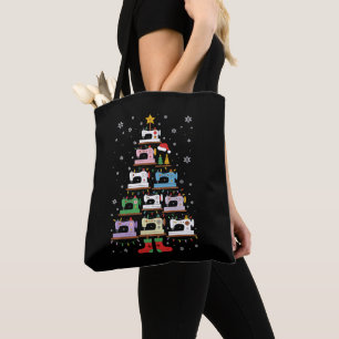 Christmas Sewing Machine Tree Lights Stockings Tote Bag