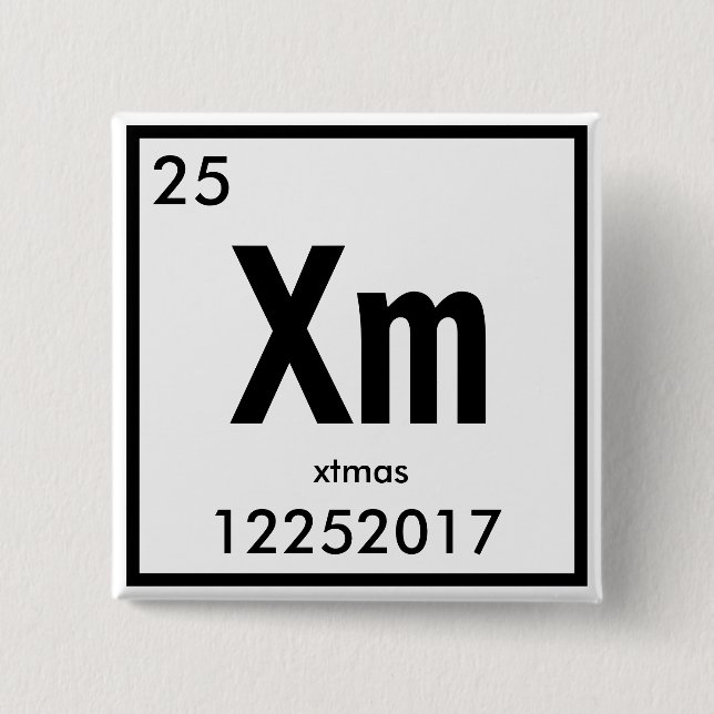 Christmas-shaped chemical element 15 cm square badge (Front)