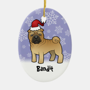 Christmas Shar Pei (add your pets name) Ceramic Tree Decoration