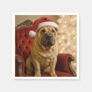 Christmas Shar-Pei Dog With Santa Hat Napkin