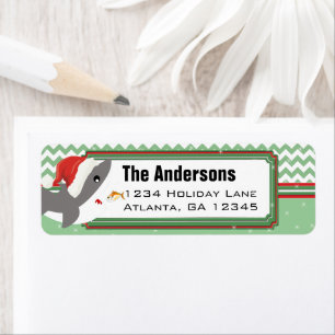 Christmas Shark Chevron Pattern Return Address Label