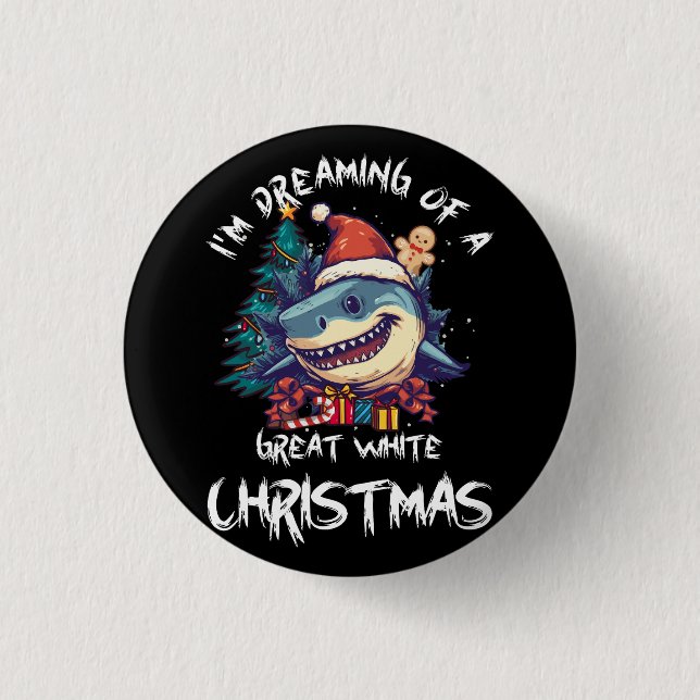 Christmas Shark Santa Hat Xmas Santa Jaws Funny Sh 3 Cm Round Badge (Front)