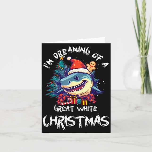 Christmas Shark Santa Hat Xmas Santa Jaws Funny Sh Card (Front)