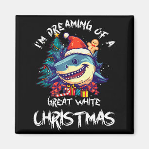 Christmas Shark Santa Hat Xmas Santa Jaws Funny Sh Magnet