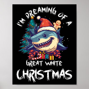 Christmas Shark Santa Hat Xmas Santa Jaws Funny Sh Poster