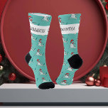 Christmas Shark Santa Jaws Personalised name Socks<br><div class="desc">This design may be personalised in the area provided by changing the photo and/or text. Or it can be customised by choosing the click to customise further option and delete or change the colour of the background, add text, change the text colour or style, or delete the text for an...</div>