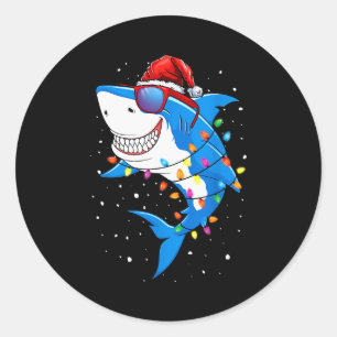 Christmas Shark Shirt Xmas Funny Santa Shark  Classic Round Sticker