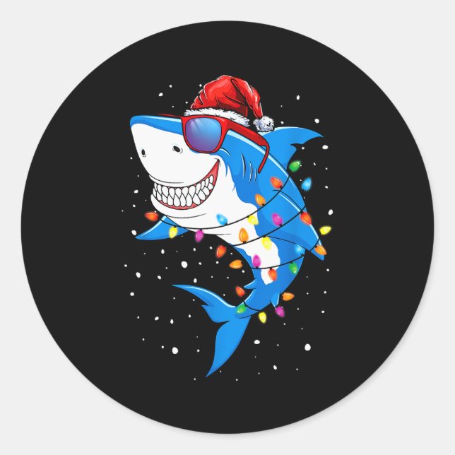 Christmas Shark Shirt Xmas Funny Santa Shark  Classic Round Sticker (Front)