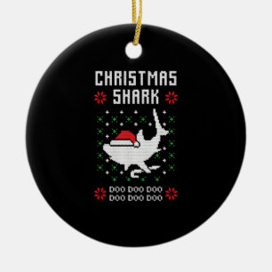 Christmas Shark Ugly Christmas Ceramic Ornament