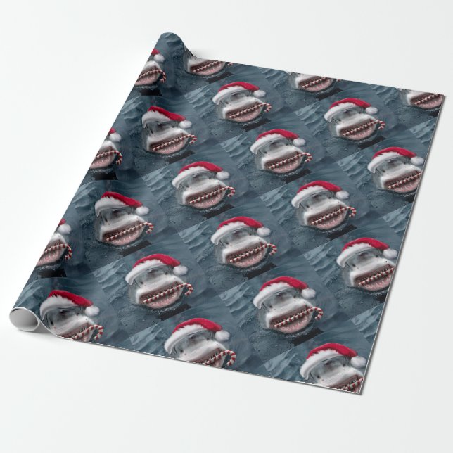 Christmas Shark Wrapping Paper (Unrolled)
