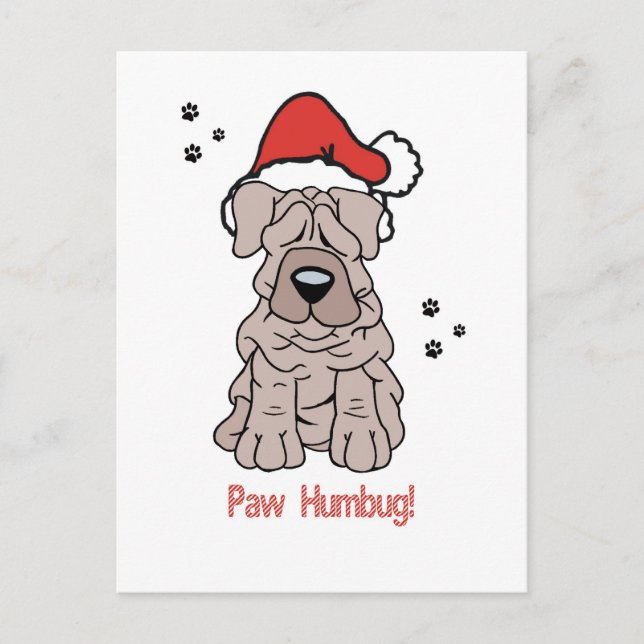 Christmas Sharpei Dog Holiday Postcard (Front)