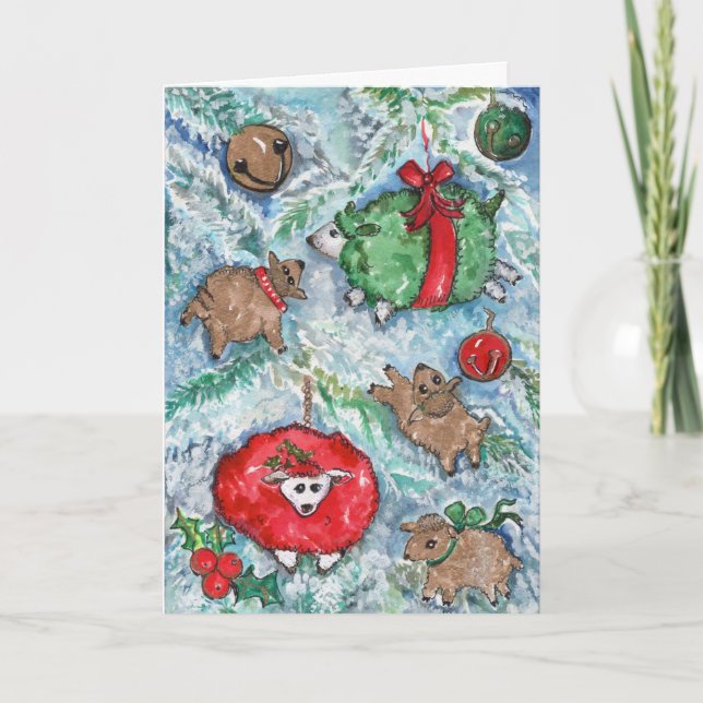 Christmas Sheep, All I want for Christmas is ewe Holiday Card (Front)