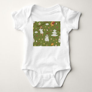 Christmas Sheep: Animal Vintage Illustration. Baby Bodysuit