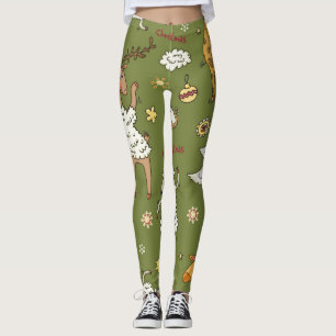 Christmas Sheep: Animal Vintage Illustration. Leggings