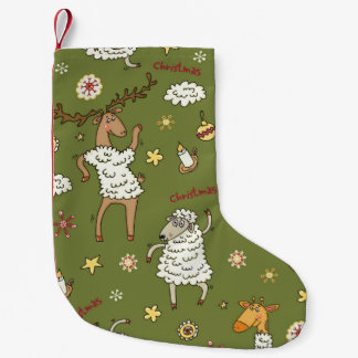 Christmas Sheep: Animal Vintage Illustration. Small Christmas Stocking