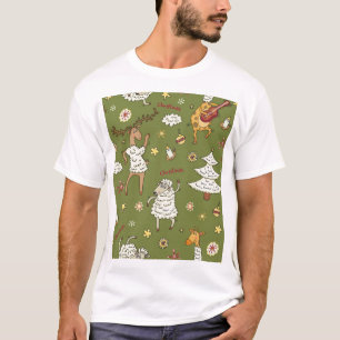 Christmas Sheep: Animal Vintage Illustration. T-Shirt